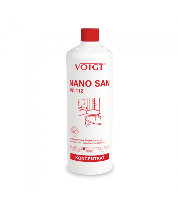 VC 112 NANO SAN butelka 1 litr Antybakteryjny koncentrat do bieżącego mycia sanitariatów VOIGT