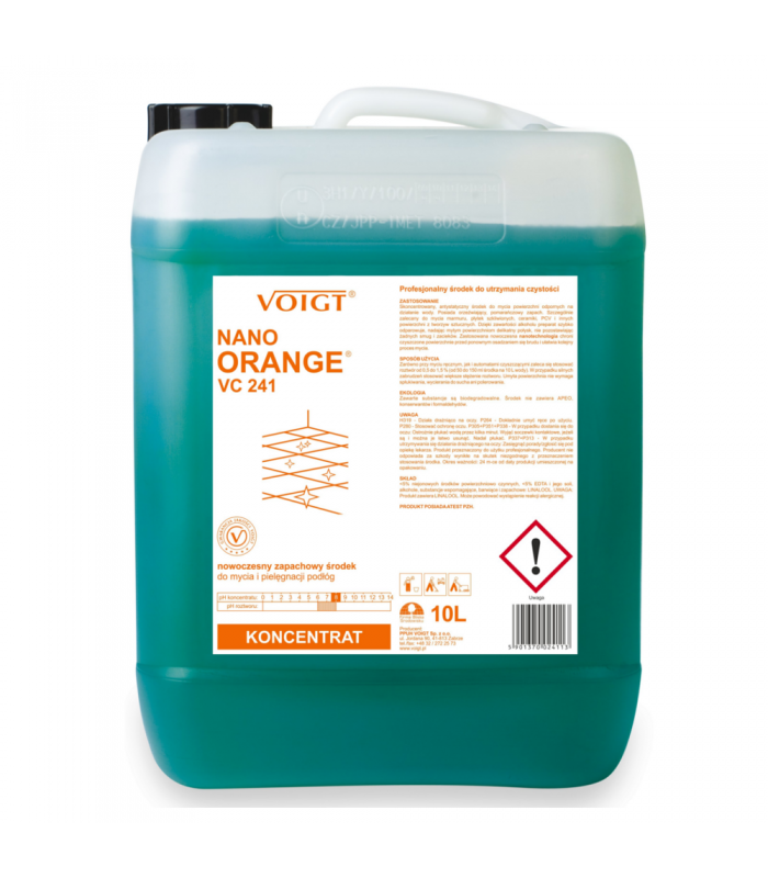 VC 241 NANO ORANGE kanister 10 litrów Nowoczesny i zapachowy płyn do bieżącego mycia podłóg i płytek VOIGT