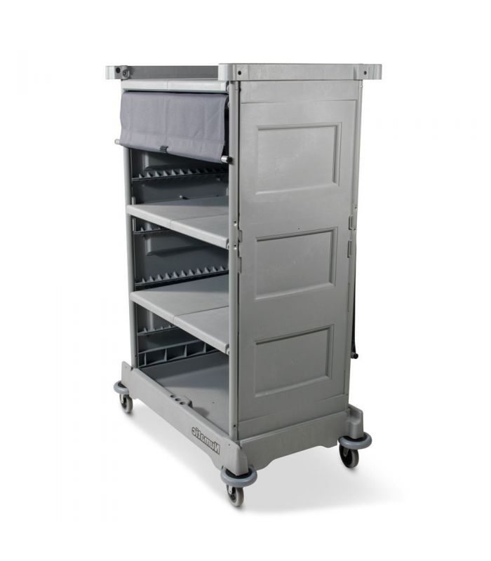 NKT 0 wielofunkcyjny wózek do przewożenia bielizny hotelowej z trzema szerokimi półkami i roletą Numatic