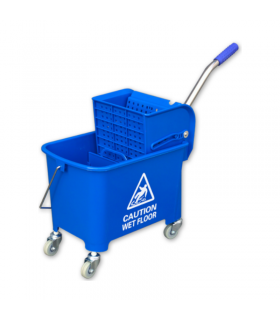 Wózek BASIC kolor Niebieski 20L z przegrodą wyciskarka płaska do każdego rodzaju mopa