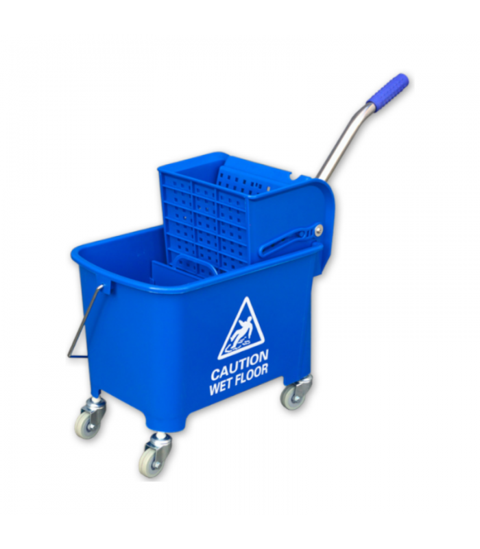 Wózek BASIC kolor Niebieski 20L z przegrodą wyciskarka płaska do każdego rodzaju mopa