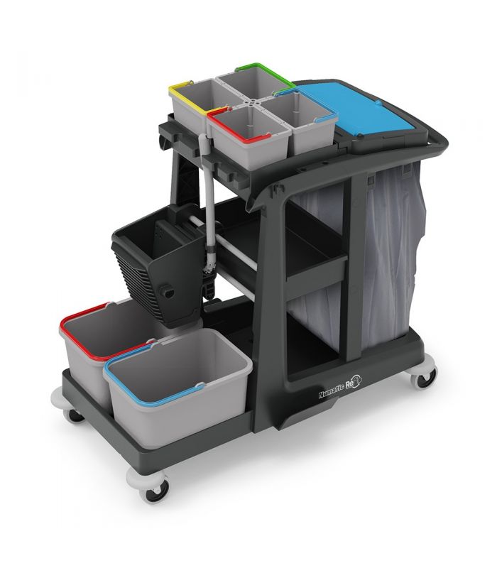 ECO-Matic EM3 SRK16 SRK21 Profesjonalny wózek serwisowy z kuwetą wiadrami i koszem NUMATIC