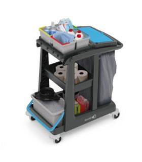 ECO-Matic EM1 Profesjonalny wózek serwisowy z kuwetą wiadrami i koszem wyciskarka mopy sznurkowe NUMATIC