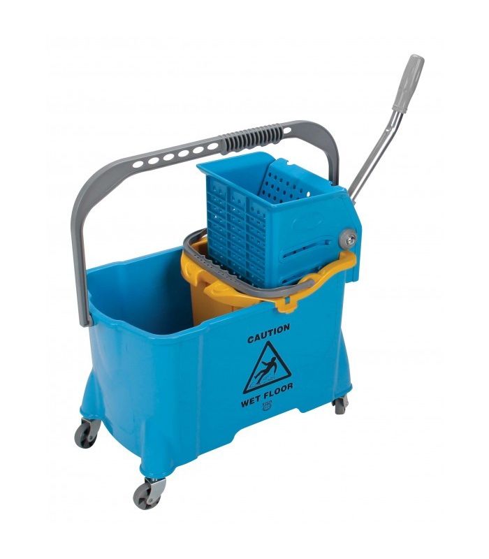 Wózek do mycia podłóg 24L z wiadrem na brudną wodę 8L wyciskarka płaska do każdego rodzaju mopa