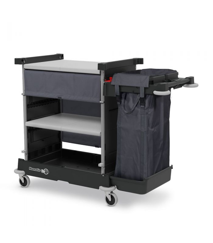 NKT 1 LLR 1x 100L wielofunkcyjny wózek hotelowy z dwoma szerokimi półkami roletą Numatic