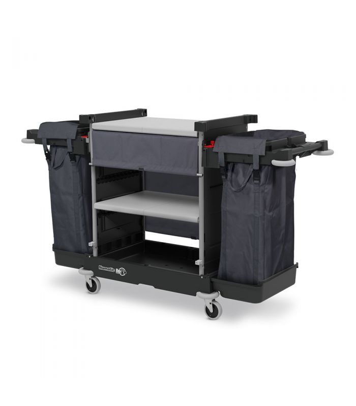 NKT 2 LLR 2x 100L wielofunkcyjny wózek hotelowy z dwiema szerokimi półkami roletą Numatic