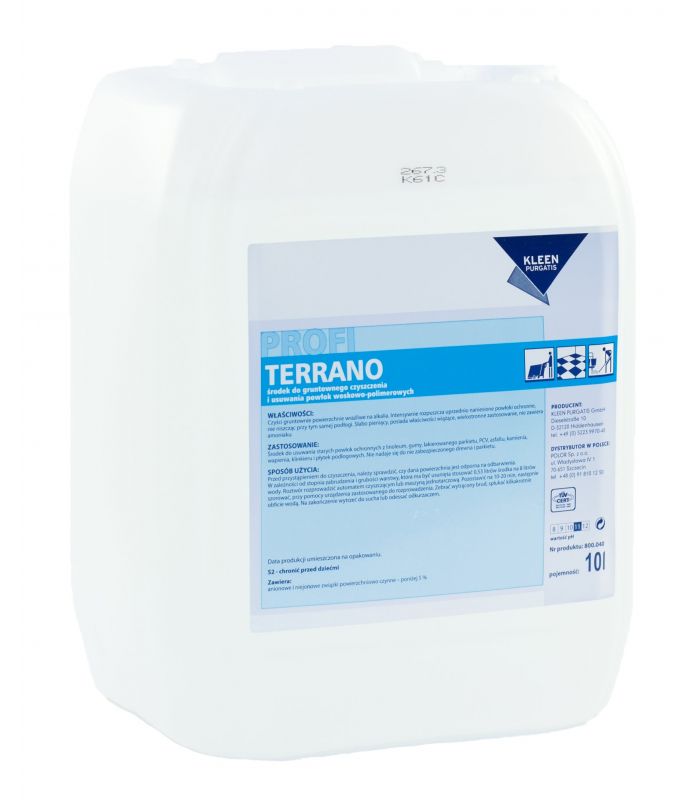 TERRANO kanister 10 litrów Striper do usuwania nawarstwionego brudu polimerów wosków powierzchnie wrażliwe KLEEN