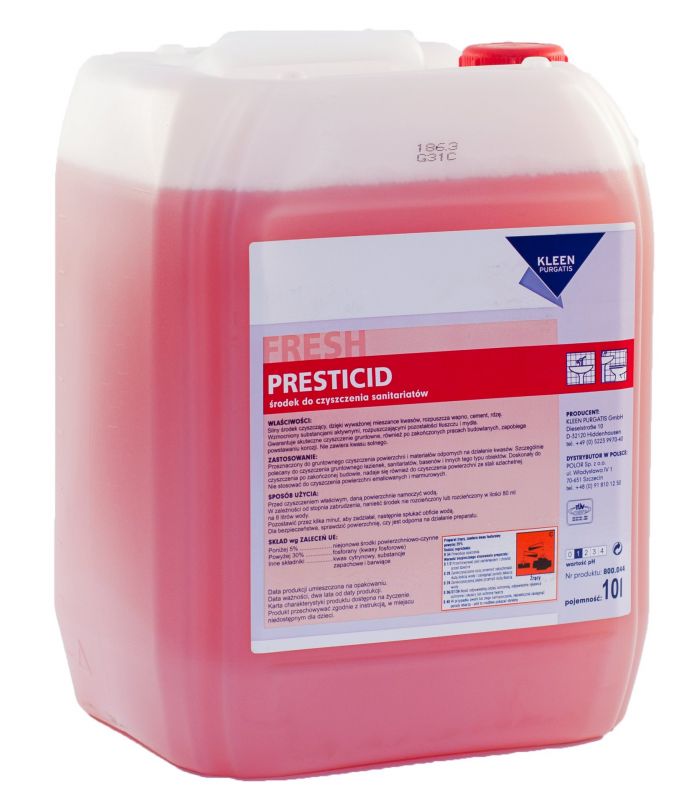 PRESTICID Kanister 10 litrów Bardzo silny kwaśny środek do doczyszczania sanitariatów z inhibitorami korozji KLEEN